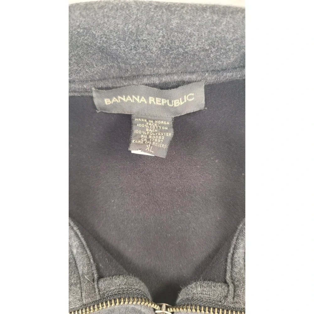 Banana Republic Mens XL Gray Full Zip Fleece Vest Mock Neck